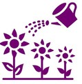 Spring purple flower watering can