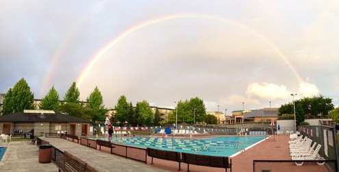 Peter Kirk pool with a Rainbow