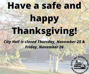 City Hall Closed for Thanksgiving Holiday