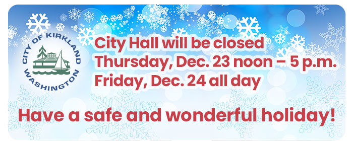 City Hall Closed for Holidays