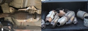 catalytic converters in bed of truck, and converter under car
