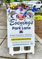 Evenings on Park Lane street closed sign