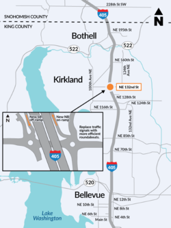 map of I-405 in Kirkland