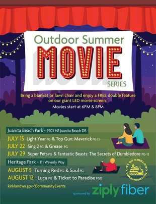 outdoor summer movie flyer 2023