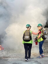 CERT participants at a fire extinguisher activity