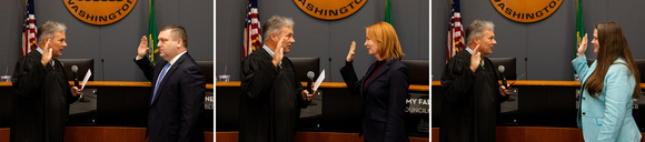 Councilmembers John Tymczyszyn Kelli Curtis Amy Falcone Swearing In 2024