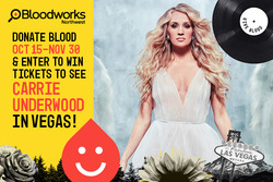 BloodWorks blood donation win a trip to las vegas carrie underwood