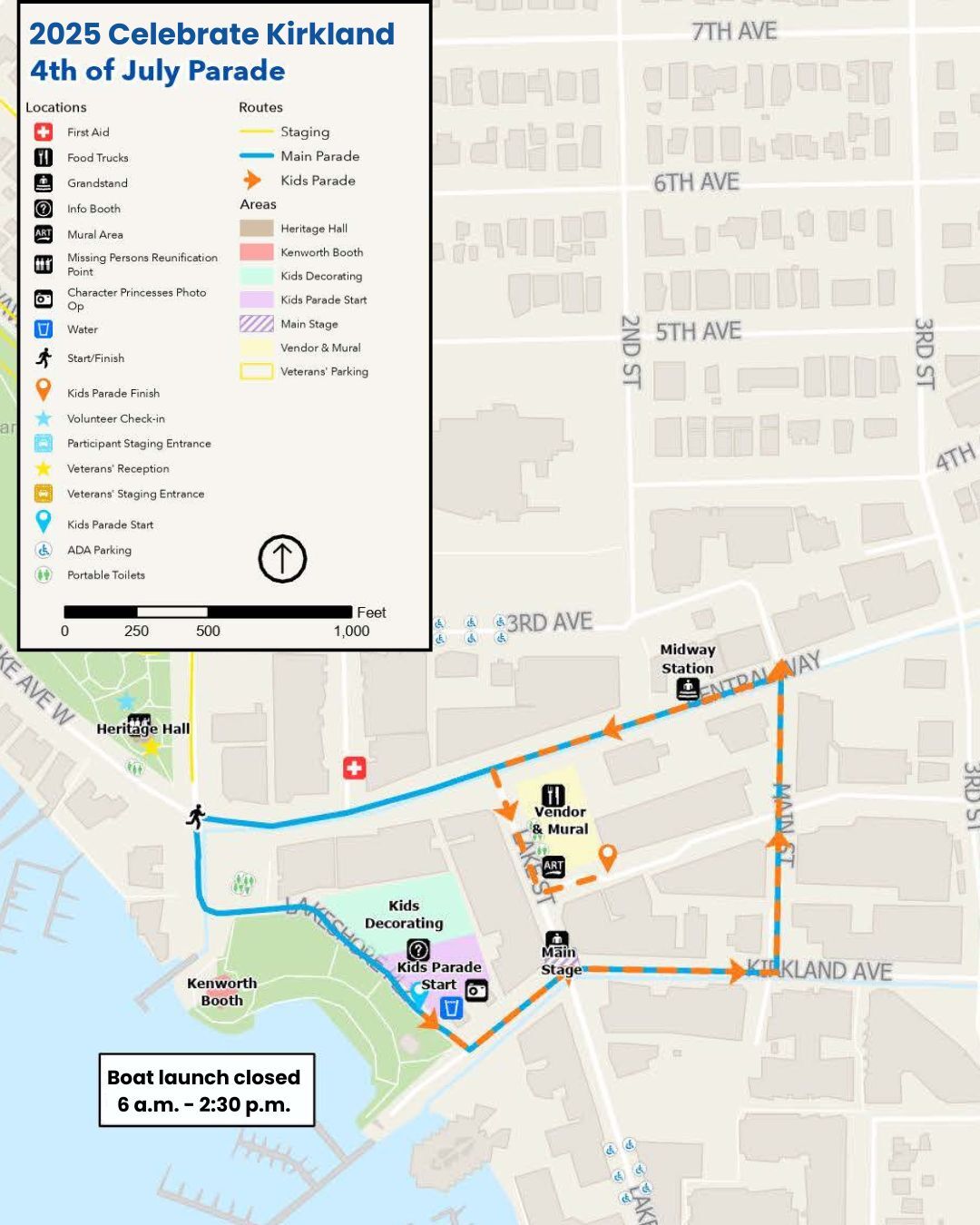 4th of july Celebrate Kirkland 2025 parade route map