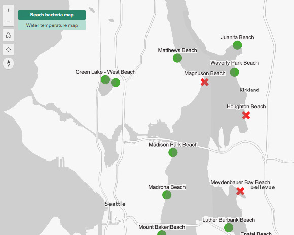 King County Swimming Beach Safety Map