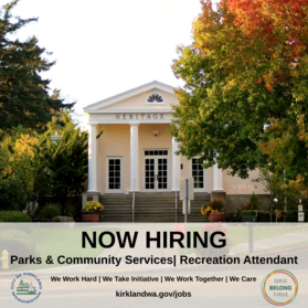 Parks and Community Services is now hiring a Recreation Attendant.
