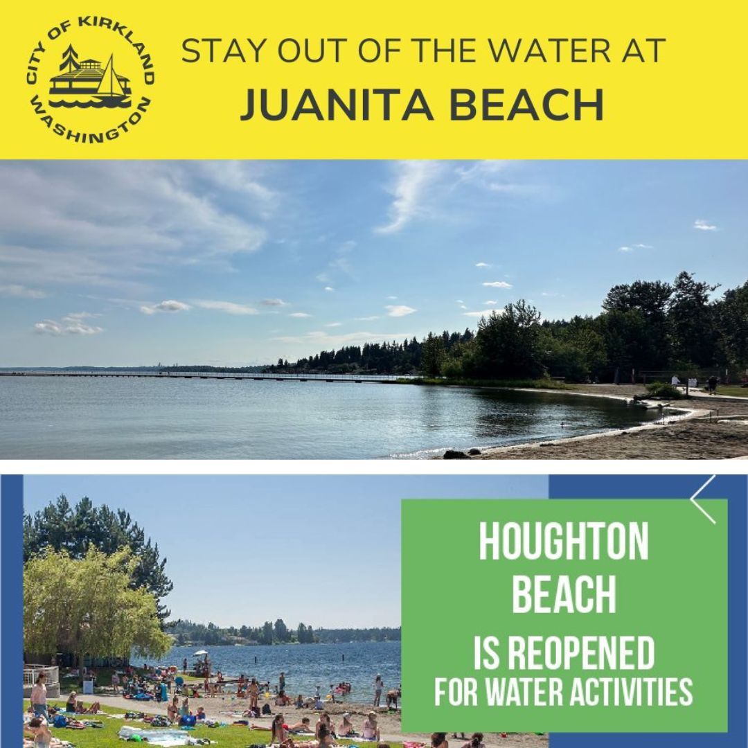 Juanita Beach Closed and Houghton Beach Reopened