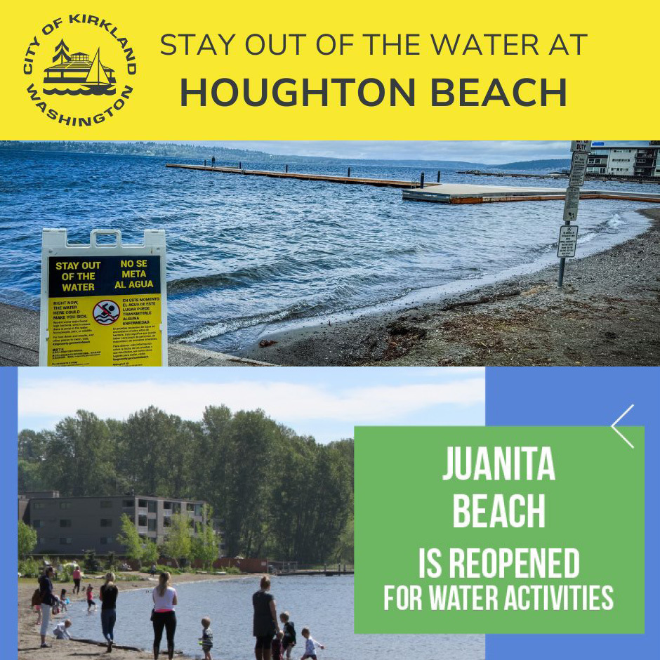 Stay Out of the Water at Houghton Beach and Juanita Beach Re-Opens 