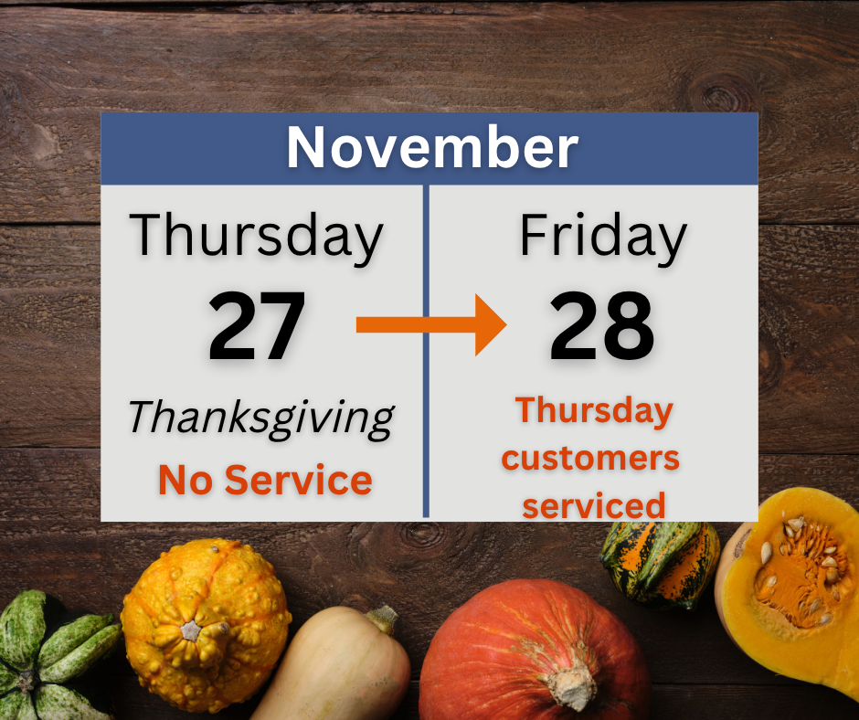 No Thanksgiving solid waste collection.