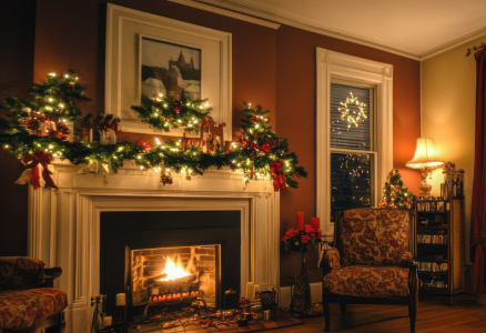 Cozy living room holiday scene