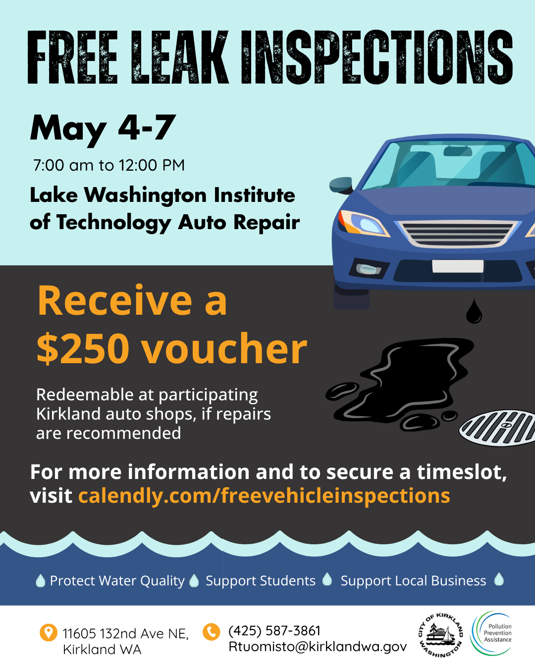 Free vehicle leak inspections