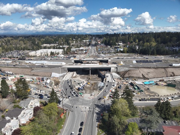 Aerial view of construction on NE 85th Street