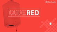 Graphic says "Code Red" and "Bloodworks Northwest" and shows a donation bag in the background.