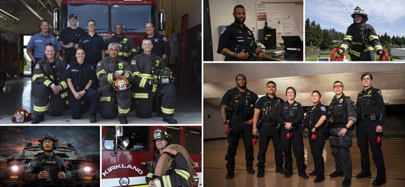 A collage of images of first responders for Public Safety Commission