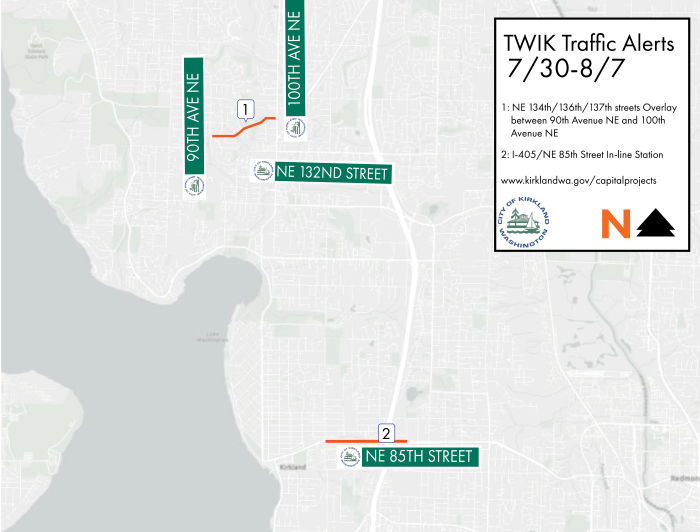 Map showing roadwork alerts for July 30-Aug. 5, 2026