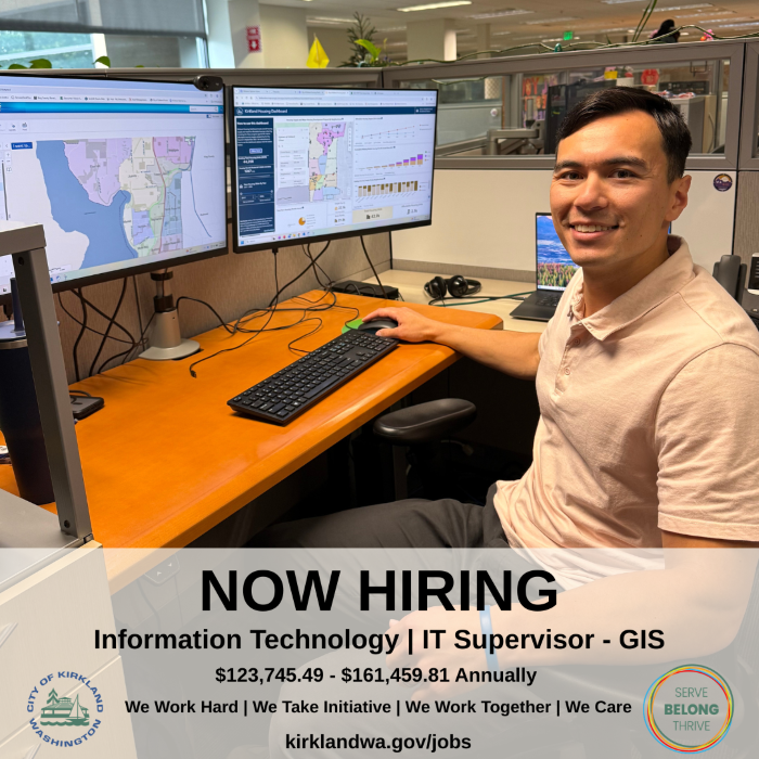 Image shows an IT staff member and job posting details