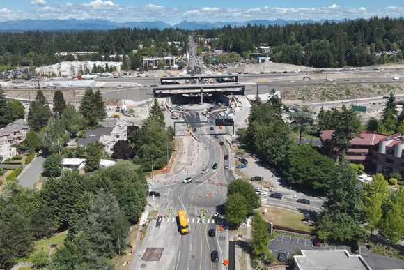 Aerial image of roundabouts at the NE 85th Street interchange