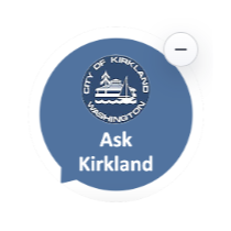 Image shows the "Ask Kirkland" button on the City website