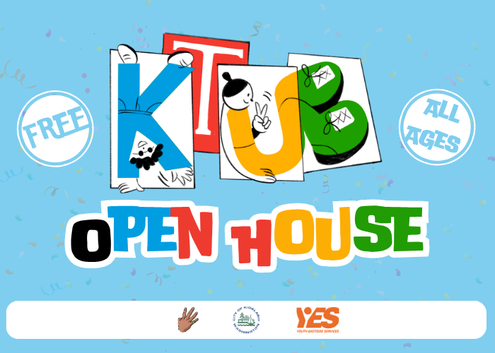 Graphic shows KTUB Open House logo, sponsor logos, and says "Free" and "All Ages"