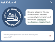 Screenshot shows Ask Kirkland tool