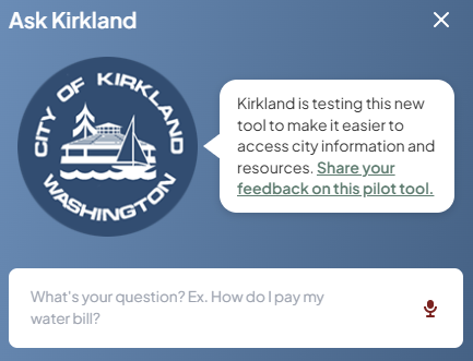 Screenshot shows Ask Kirkland tool