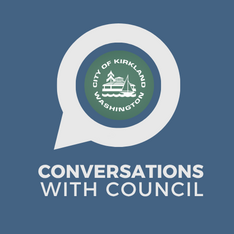 Conversations with Council logo featuring a speech bubble surrounding the City of Kirkland seal