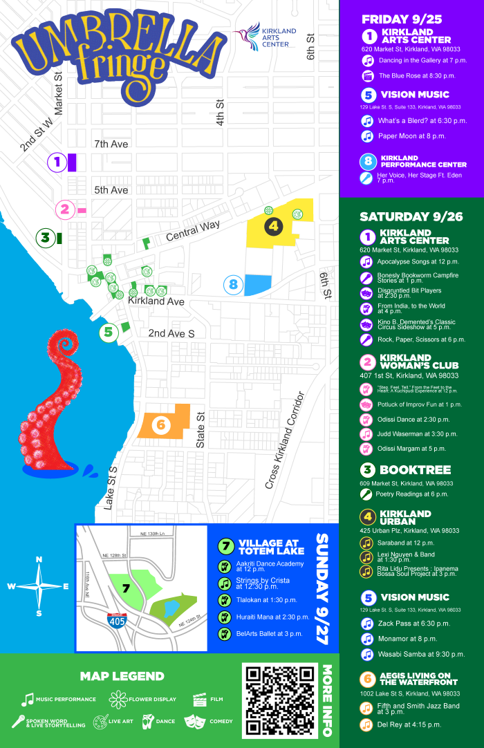Map shows Kirkland Umbrella Fringe Festival event locations