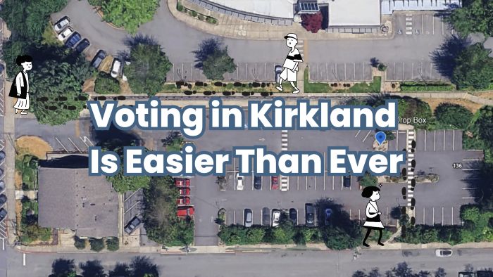 Video thumbnail says, "Voting in Kirkland Is Easier Than Ever"
