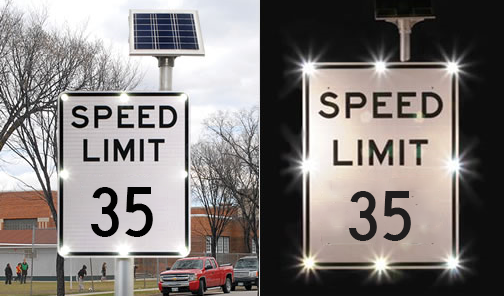 Flashing speed limit signs