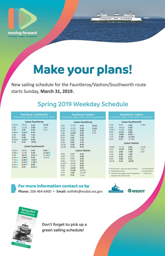 New Ferry Schedule For Southworth And The Triangle Route Begins March 31   Triangle Sched Poster 11x17 Crop 