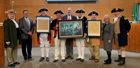 Painting, constitution presented to Board of County Commissioners 