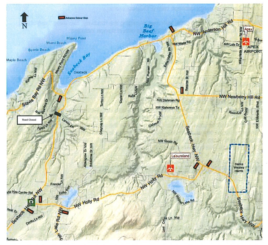 Detour map for Seabeck Holly