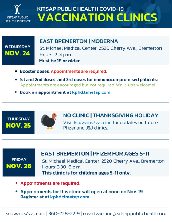 Vaccine Clinics week of Nov 21