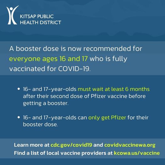 Booster shots for ages 16-17