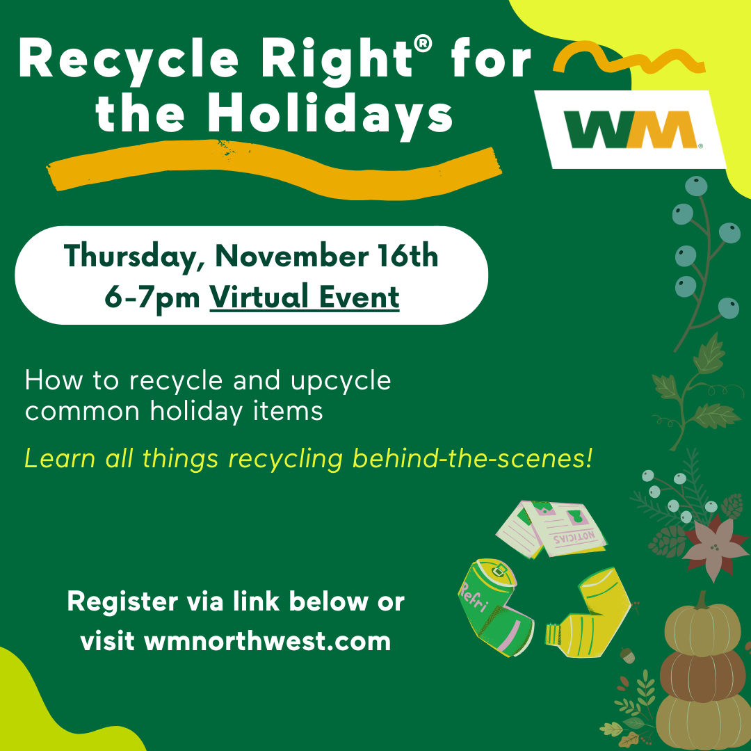 WM Virtual Holiday Recycling Event Flyer