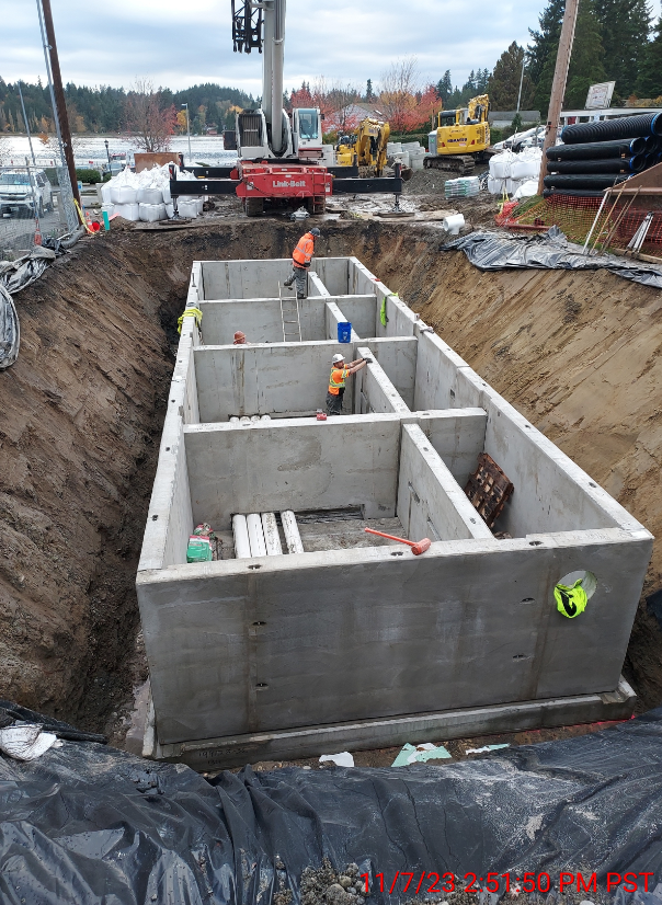 Underground water treatment vault installation