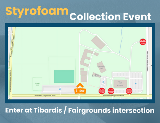 Styrofoam Collection Event map of entrance. Enter at Tibardis / Fairgrounds intersection.