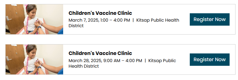 March vaccination clinics graphic
