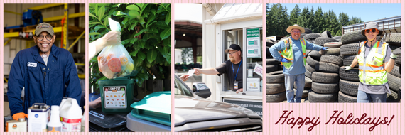 Happy holidays greeting card with photos of our staff from our facilities from 2025.