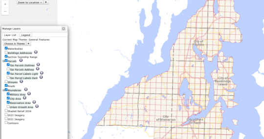 screenshot of parcel search tool