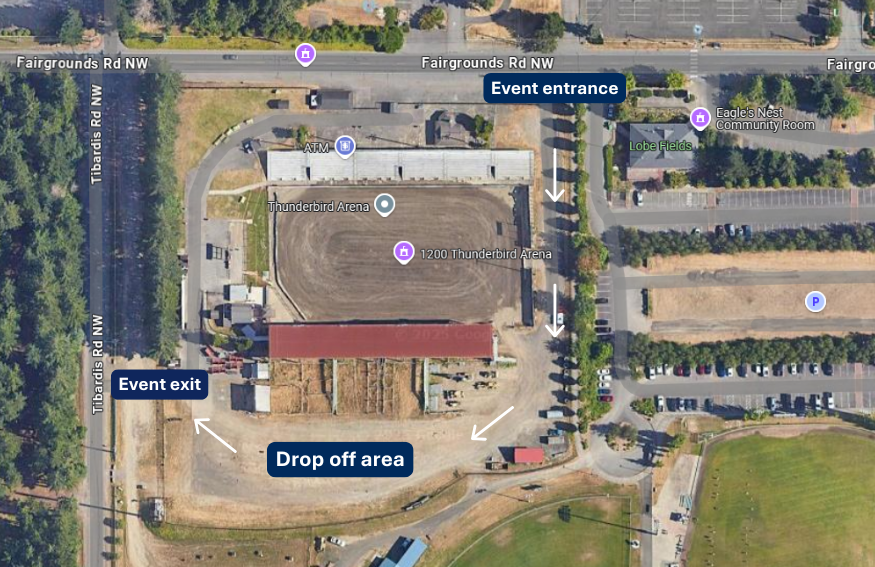 Tire collection event map of Thunderbird Arena