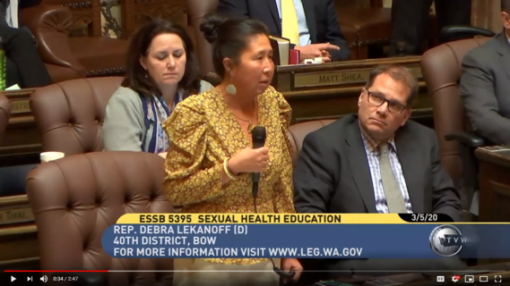 Rep. Lekanoff speaks on the floor of the Washington State House of Representatives in support of comprehensive sexual health education.
