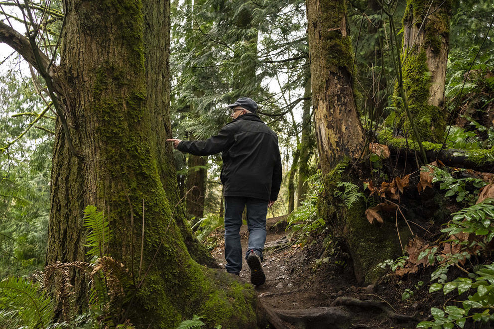 Rep. Ramos in the woods, Crosscut photo