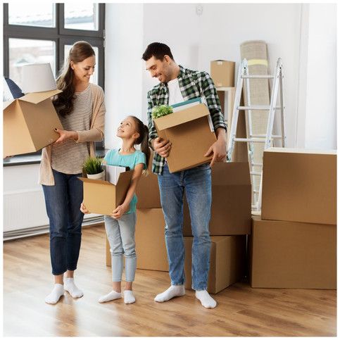 fAMILY MOVING INTO NEW HOME