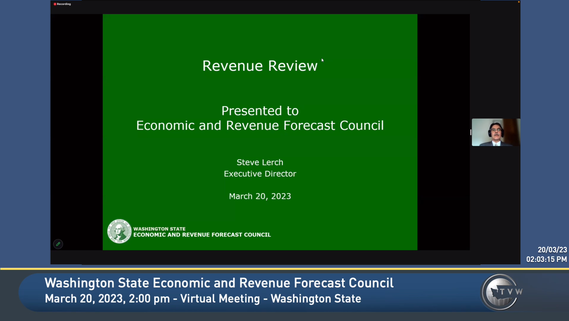 WA Economic and Revenue Forecast Council 3.20.23 meeting screenshot