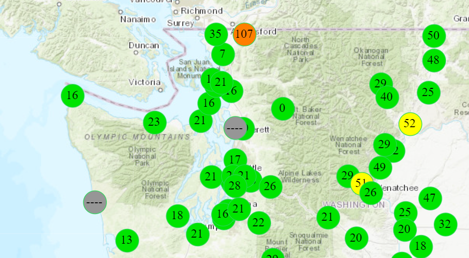 Ecology air quality map screen grab
